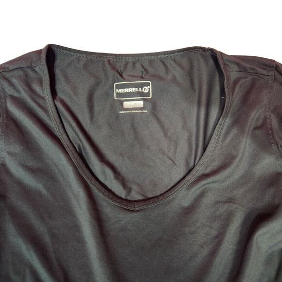 Merrell Womens Sz L Dress Long Sleeve Heavy Stretch Tie Waist Knee Length Black - Picture 3 of 10